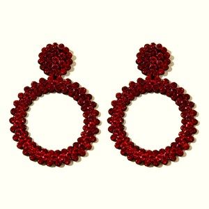 Rhinestone earrings - Wine Red